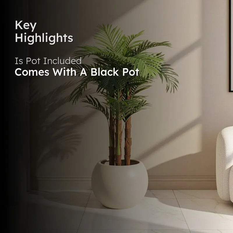 Faux Long Butterfly Palm Plant With Black Plastic Pot - 4.92 ft media 2