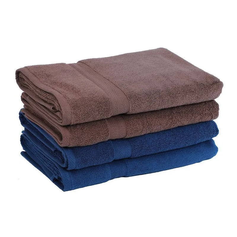 Zyra Solids Bath Towel (Brown, Blue) - Set Of Four media 3