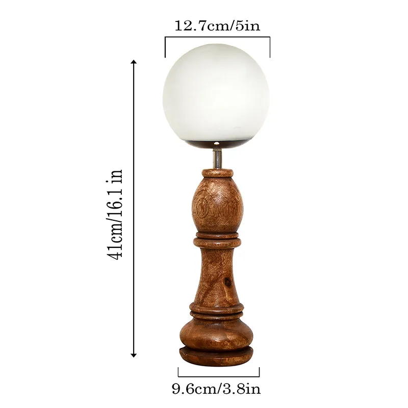 Chess Bishop Wooden Table Lamp - Brown,White media 5