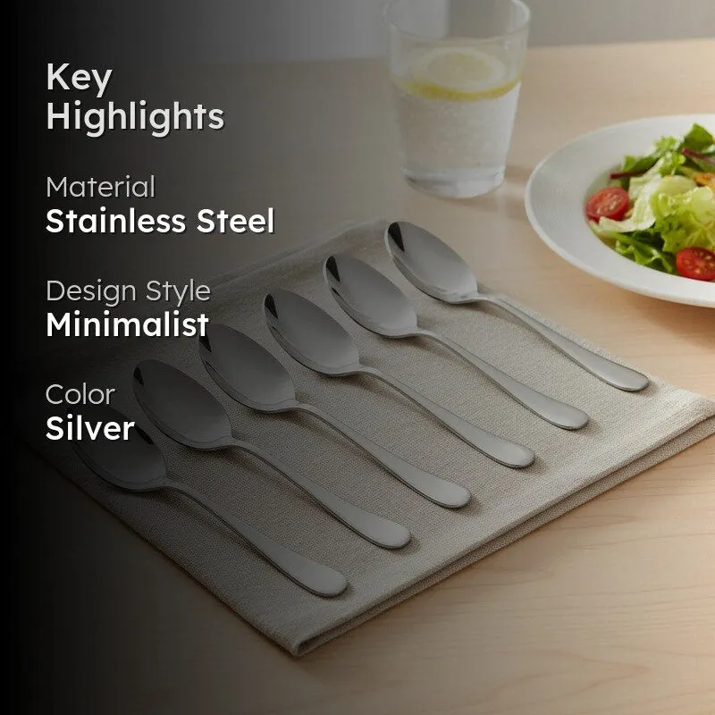 Baguette Stainless Steel Dinner Spoon - Set of Six media 2