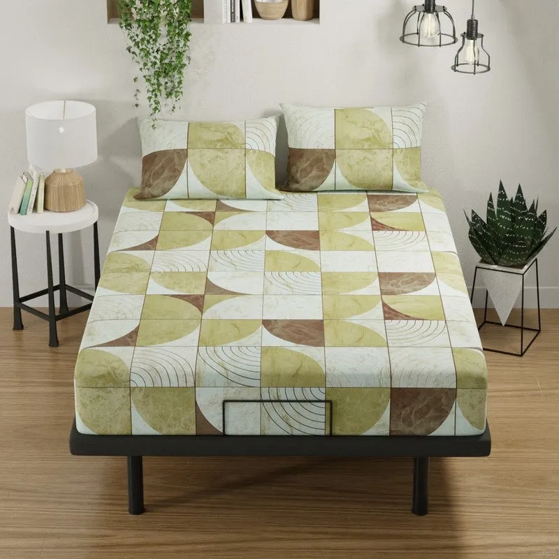 Cylor Cotton Bedsheet (Green,Brown) - 144 TC media 3