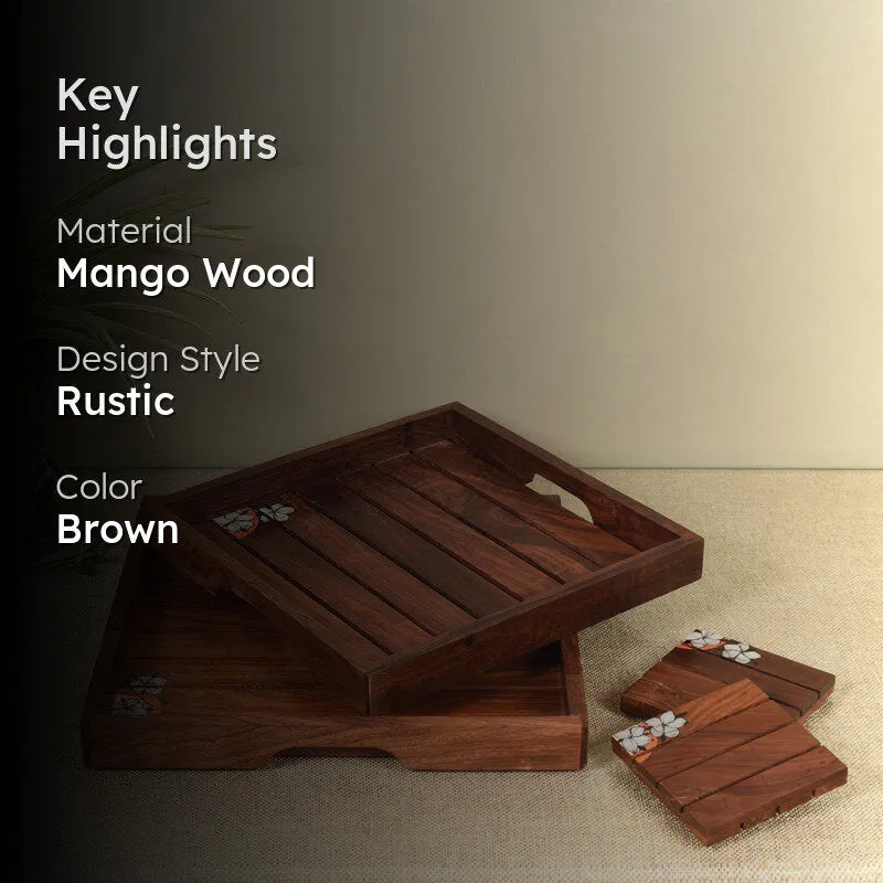 Elco Rosewood Serving Tray - Four Piece Set media 2
