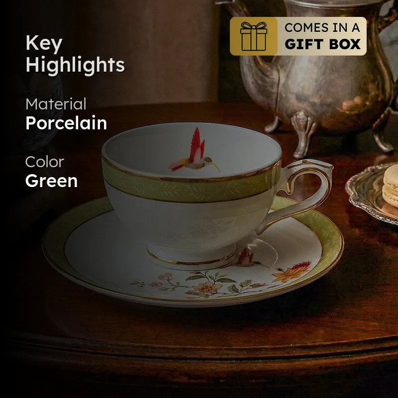 Painted Blooms 24k Gold Brushed Porcelain Tea Cup & Saucer (280 mL) - Set of Six media 2