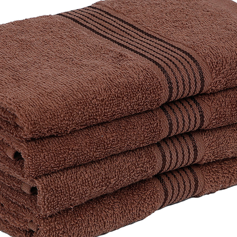 Pluma Cotton Hand & Face Towel (Brown) - Set Of Four media 6