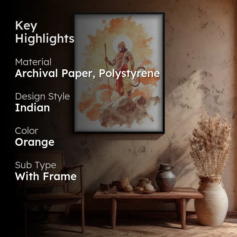 Sri Hanuman with Sun Aura I Archival Paper Wall Art media 2