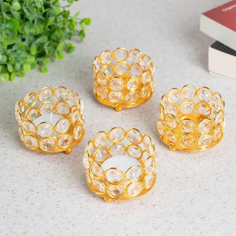 Crystal Radiance Tealight Candle Holder - Set Of Four media 1