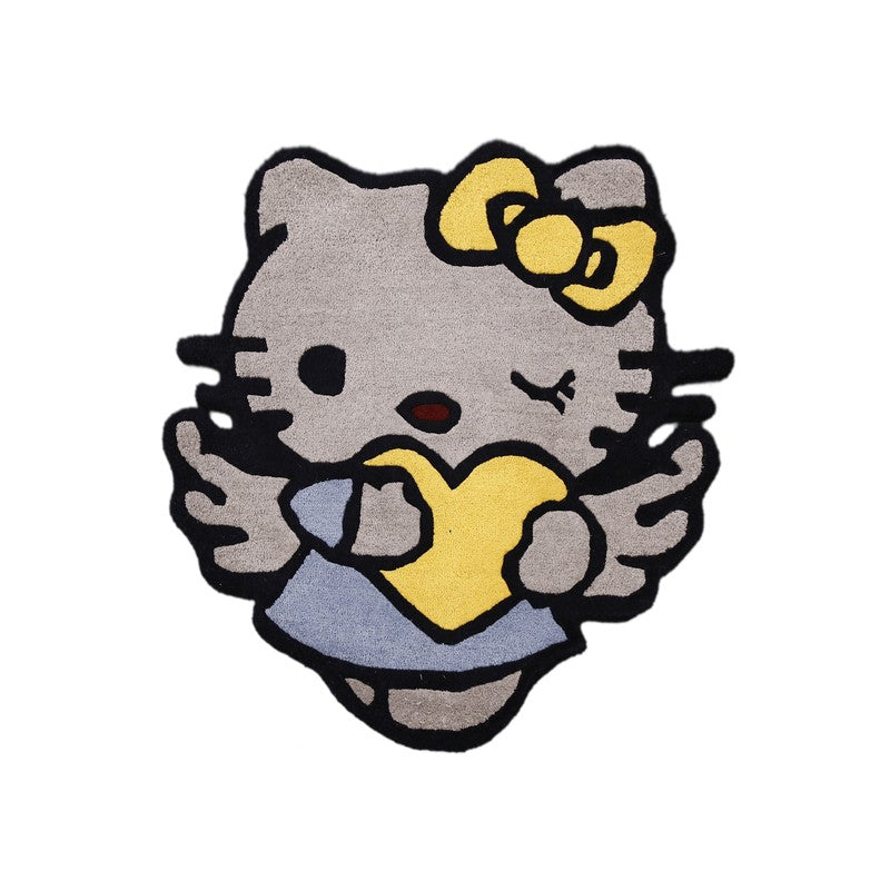 Hello Kitty Wool Carpet - Grey,Yellow