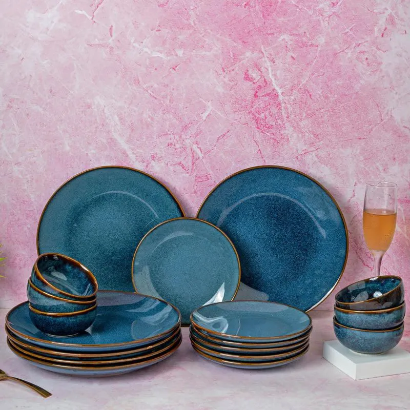 Tarangini Handmade Dinner Set (Blue) - 18 Piece Set media 1