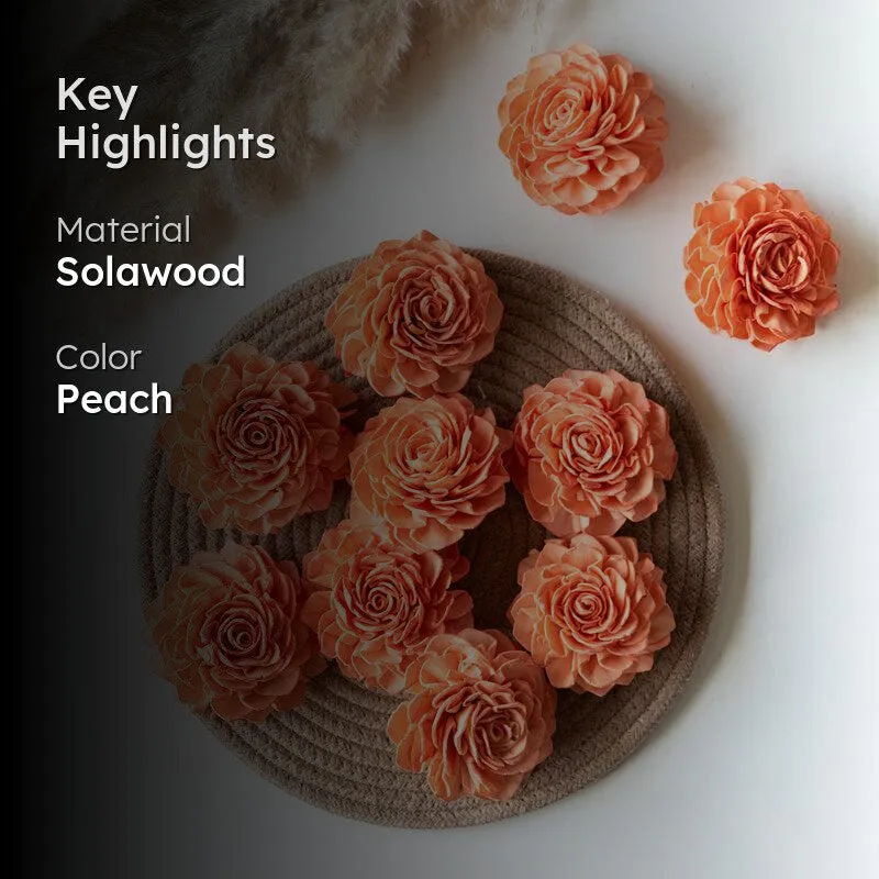 Estar Sola Wood Rose Flower (Peach) - Set Of Ten media 2