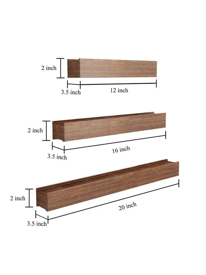 Curio Collector Wall Shelf - Brown - Set Of Three media 4