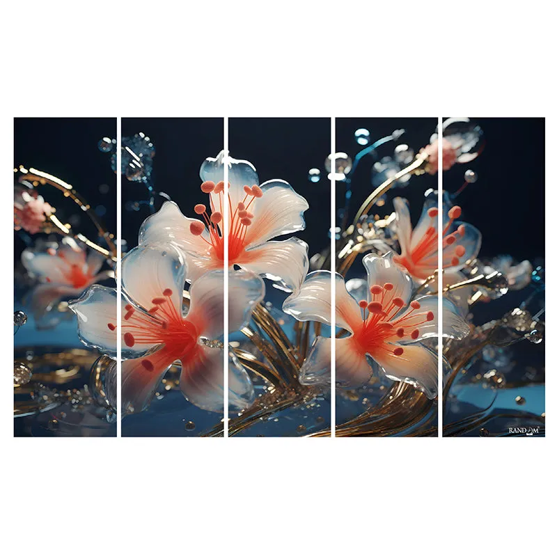 Liquid Flora I Canvas Wall Art - Set Of Five media 4