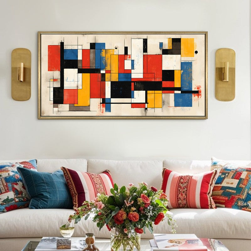 Linear Rhythm Canvas Wall Painting With Frame