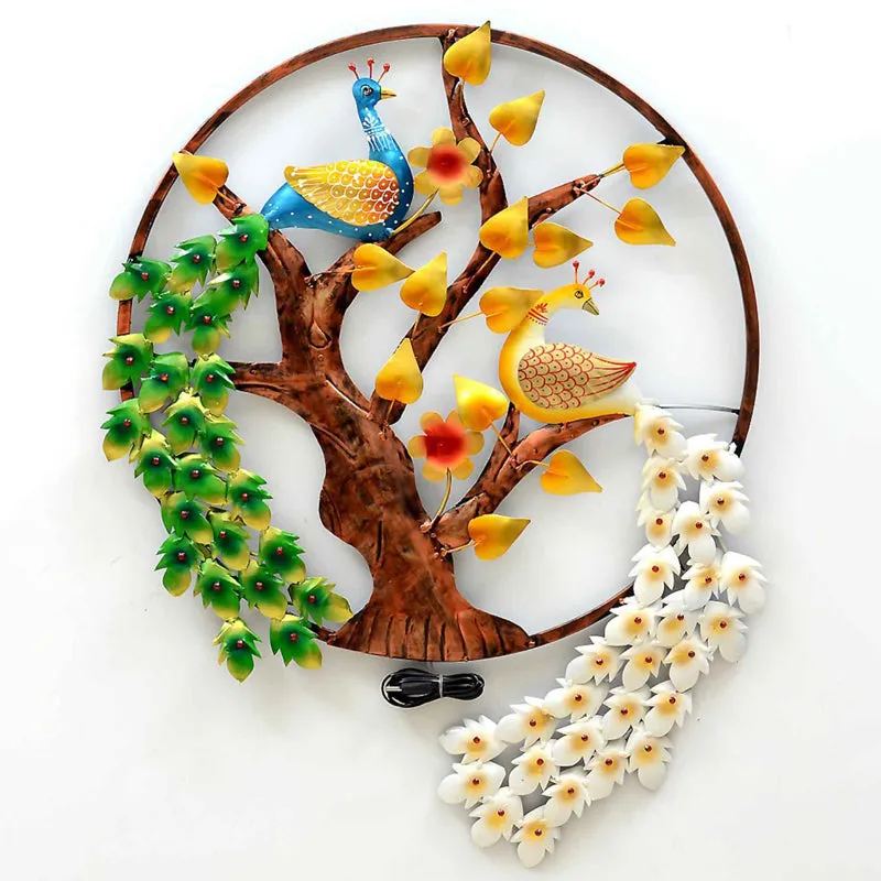 Peacock Pair in Tree Iron Wall Accent media 3