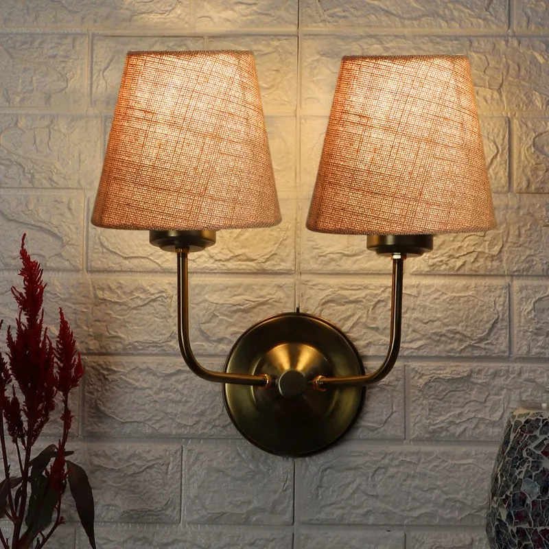 Lumoire Duo Cone Metal Wall Lamp - Gold,Beige media 1