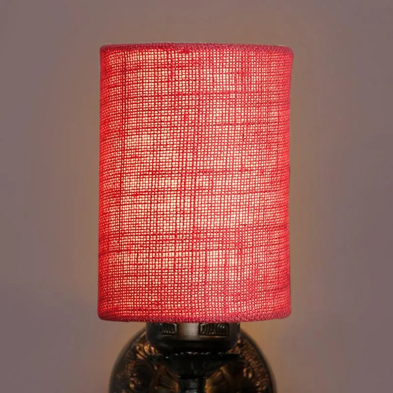 Amro Retro Fabric & Metal Wall Lamp - Red media 4