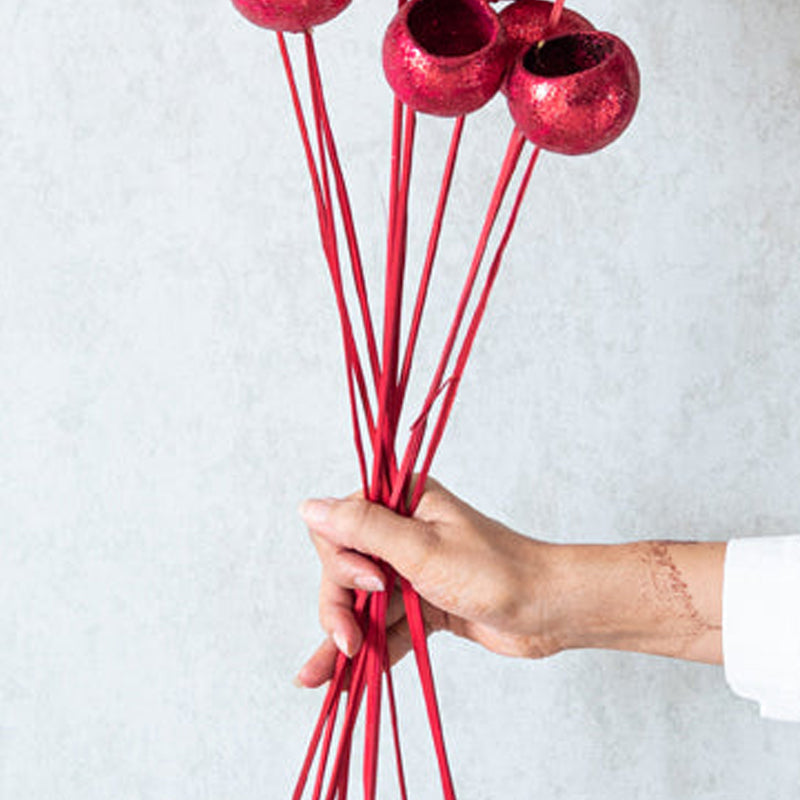 Glittee Red Dried Bell Cup Stick - Set Of Ten media 5