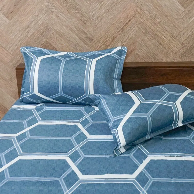 Hivescape Geometric Cotton Bedsheet (Blue) - 200 TC media 4