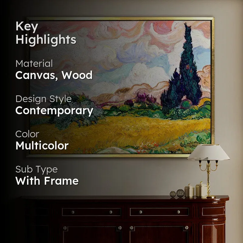Cypress Silhouette Canvas Wall Painting With Frame media 2