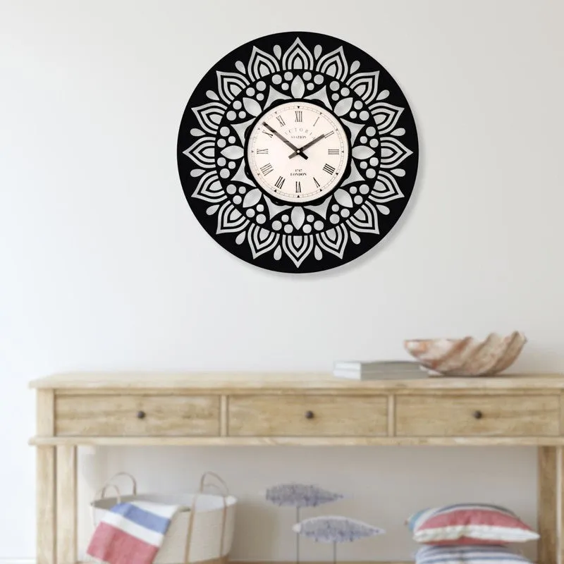 Mandelyn Steel Analog Wall Clock - Black media 3