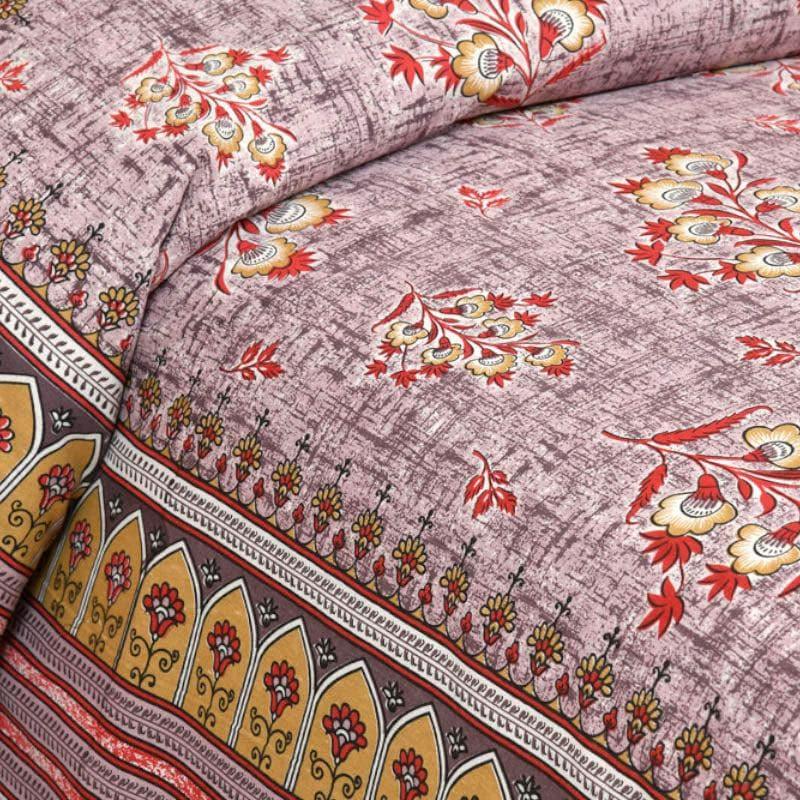 Floral Kaleidoscope Cotton Bedsheet (Red) - 120 TC media 4