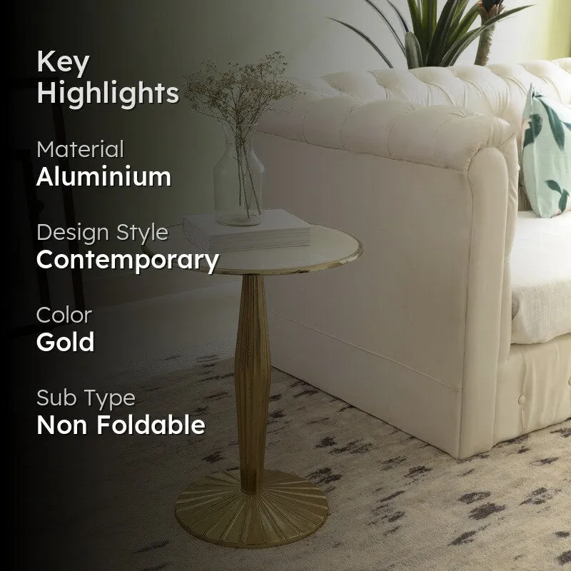 Bamboo Design Wooden Aluminum Side Table - Large media 2