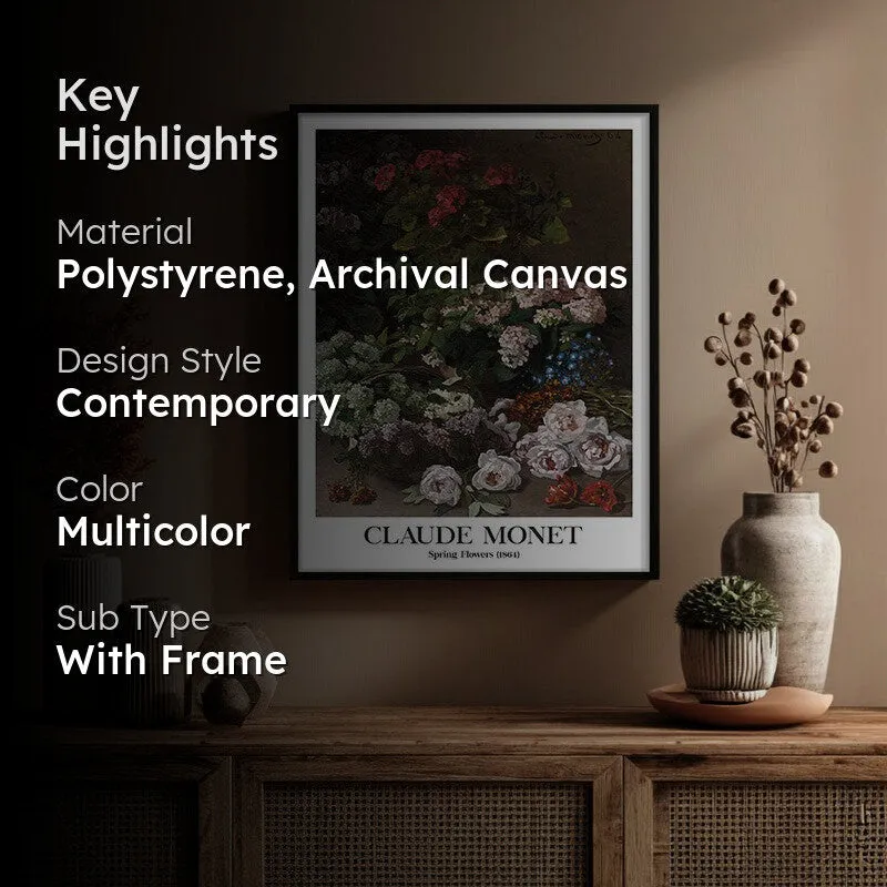 Spring Flowers France Archival Canvas Wall Painting - Black Frame media 2