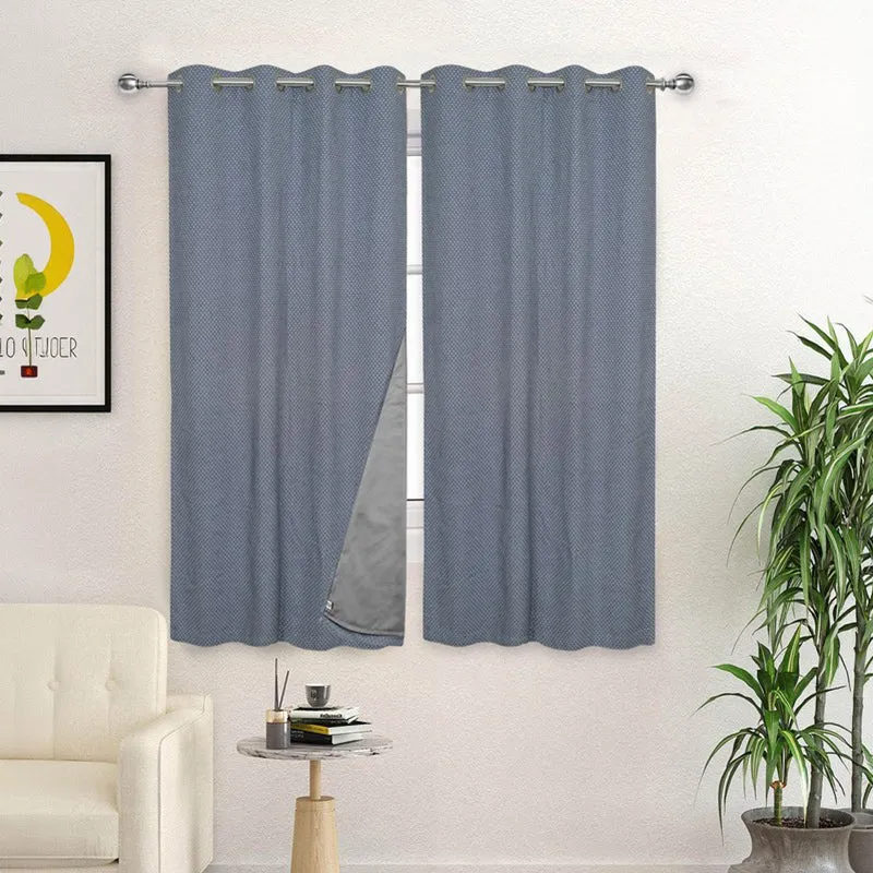 Form Ease Cotton Blackout Curtains (Navy Blue) - Set Of Two media 3