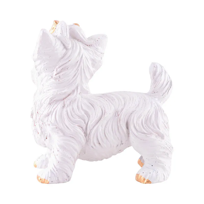 Yapping Yorkie Painted Polyresin Show Piece - White media 5