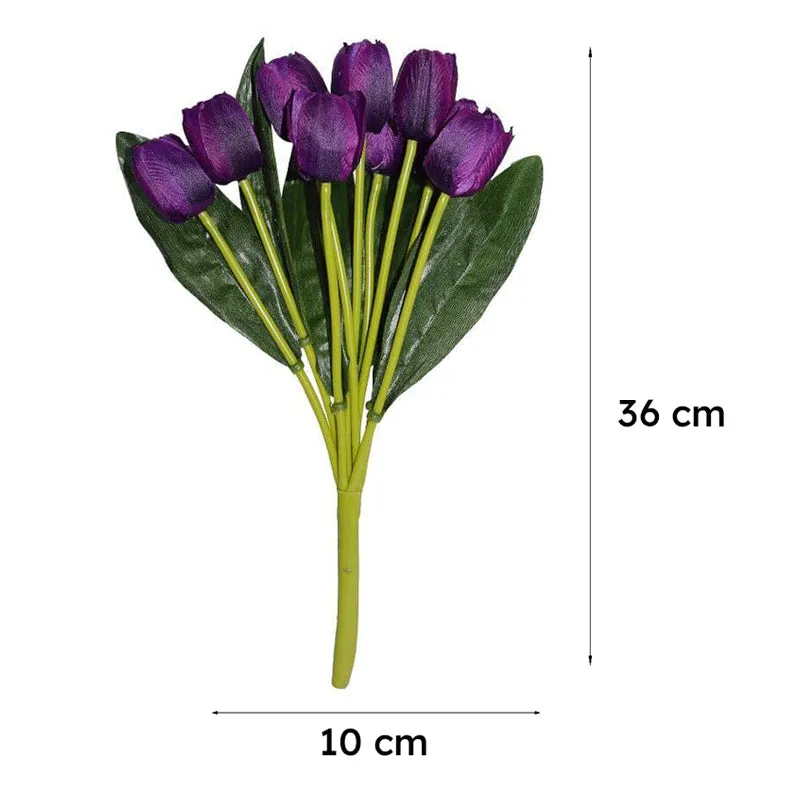 Faux Silk Artificial Tulip Flower Bunch - Violet media 5