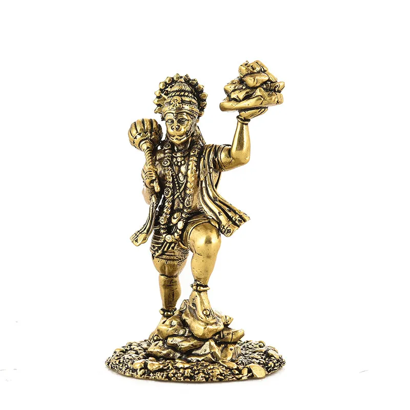 Auspicious Hanuman Brass Idol - Gold media 4