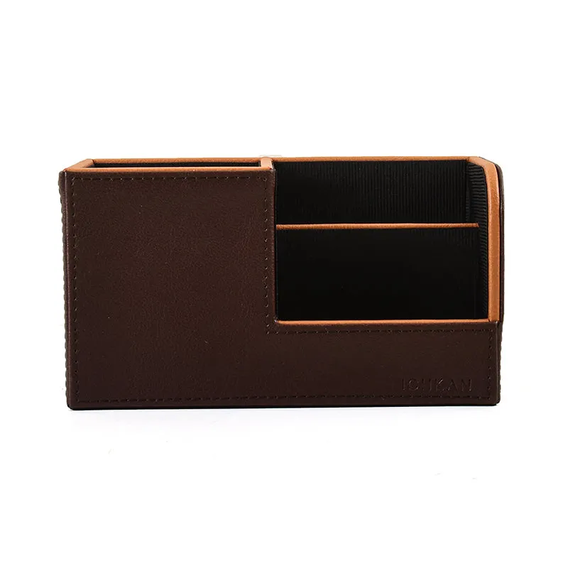 Tisca Faux Leather Desk Organizer - Brown media 4