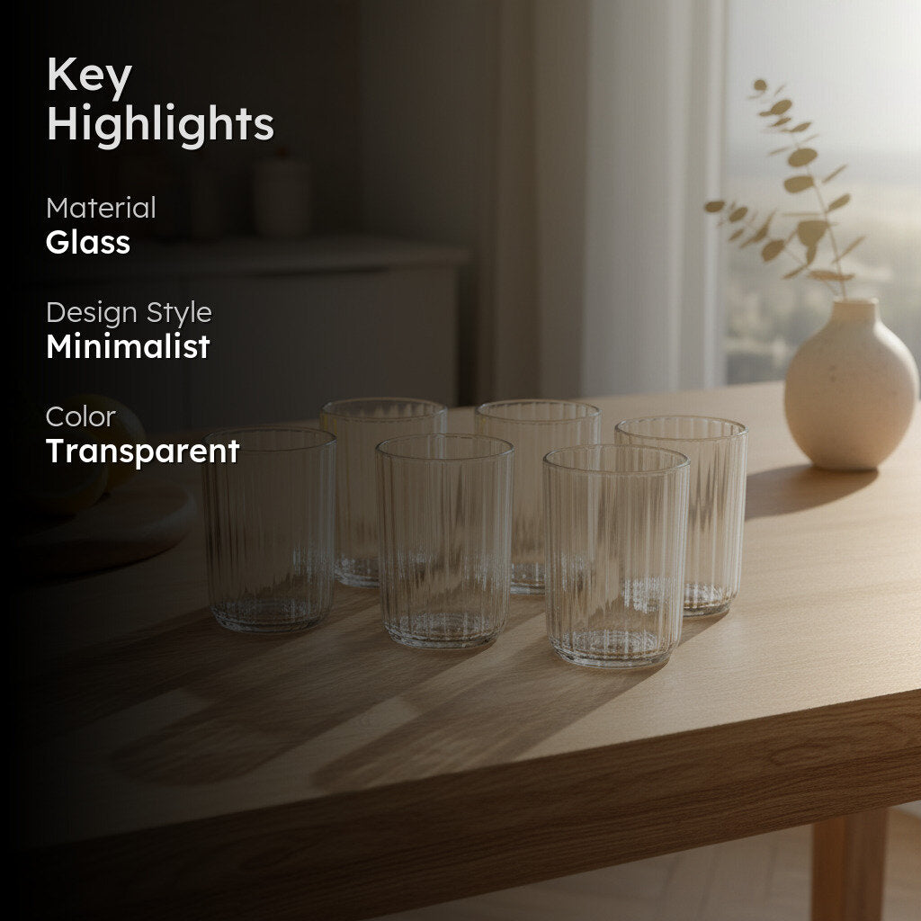 Elegant Fluted Glass Tumbler Set - Set of 6 media 2