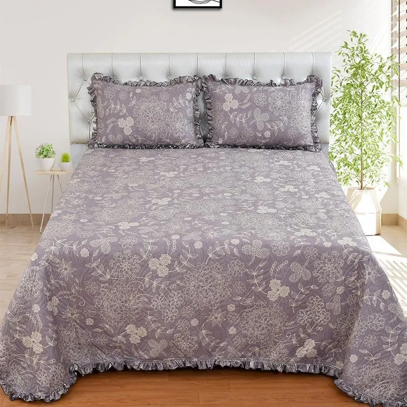 Elia Floral Glace Cotton/Microfiber Bedcover - Purple media 5