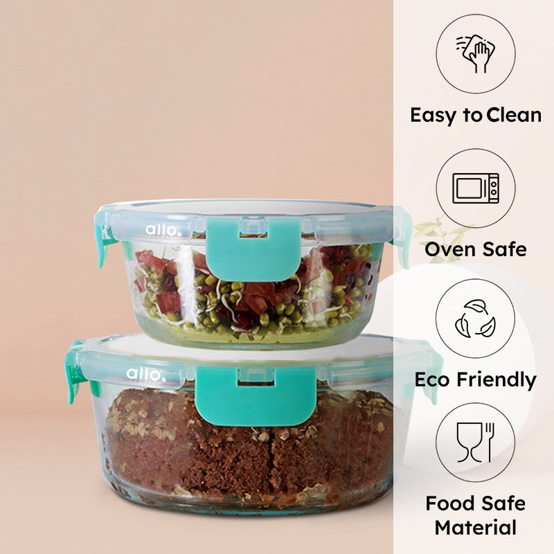 Cravix Leak Proof Glass Lunch Box - Set Of Two