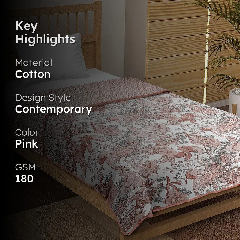 Mohita Reversible Cotton Dohar (Pink) - 180 GSM media 2
