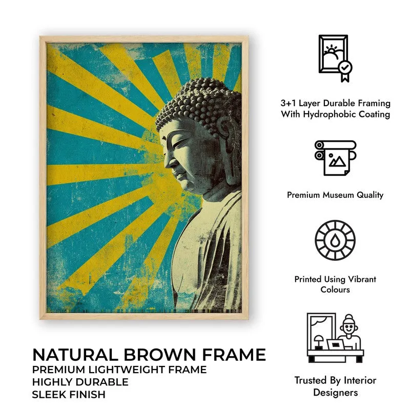 Buddha Celestial Petal IV Mandala Archival Paper Wall Painting With Brown Frame media 9