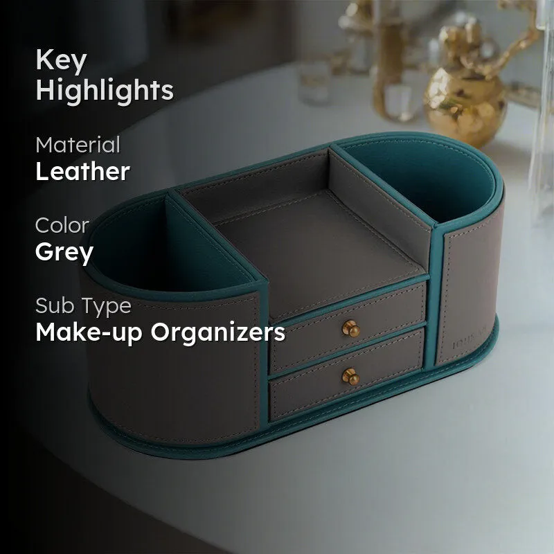 Tisca Curve Faux Leather Desk Organizer - Grey media 2