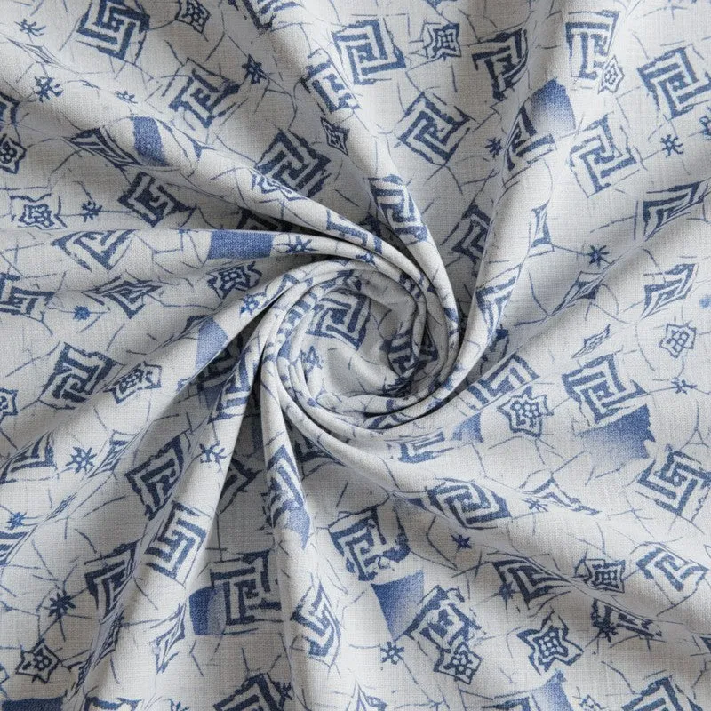 Borva Geometric Cotton Bedsheet (Blue) - 180 TC media 5