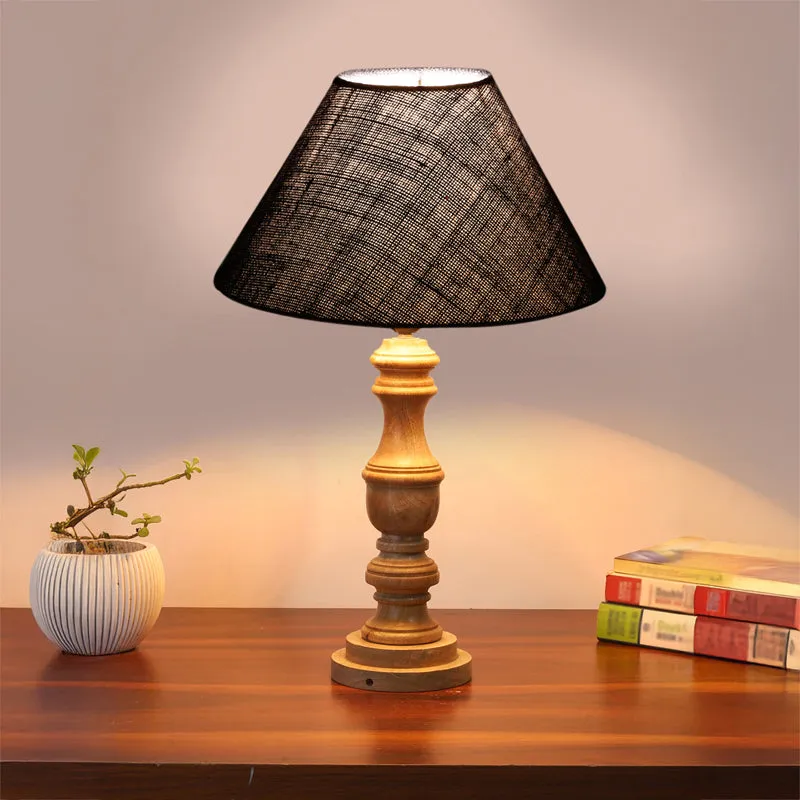 Sienna II Carve Wooden Table Lamp - Blue,Brown media 2