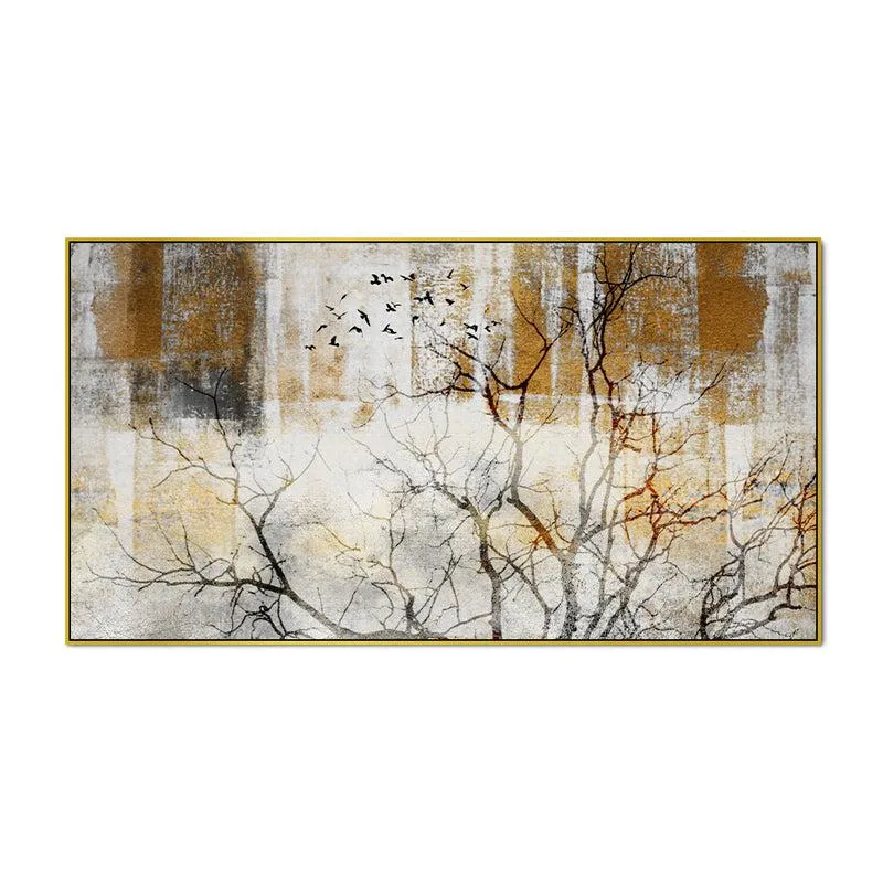 Desolation Of Autumn Floral Canvas Wall Painting With Frame - Gold media 5