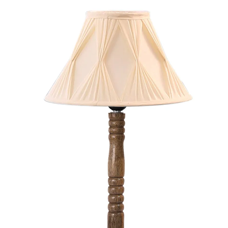 Loft Style Table Lamp With Carved Wooden Base - Ivory,Brown media 5