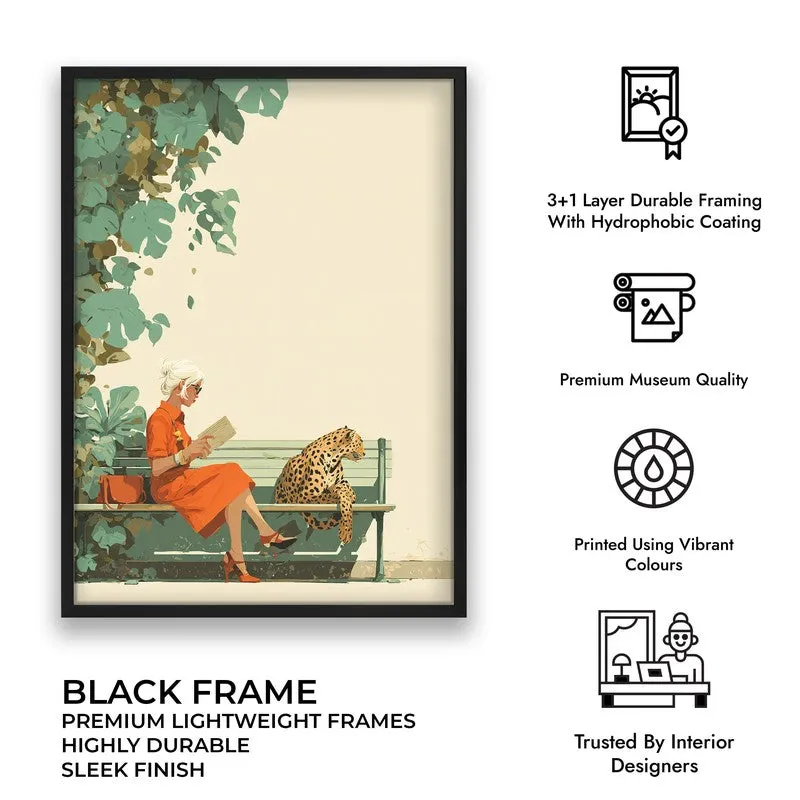 Jungle Reads Canvas Wall Painting - Black Frame media 9
