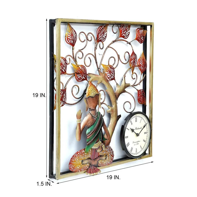Buddha Tree Frame Artwork Metal Wall Clock media 7