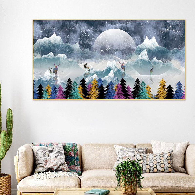 Snowy Peaks Abstract Canvas Wall Painting