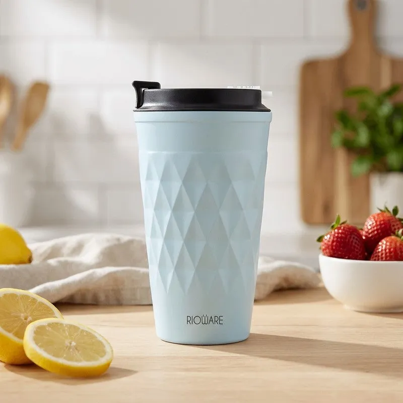 Rioware FacetSip Travel Stainless Steel Tumbler (350 ML) - Blue media 1
