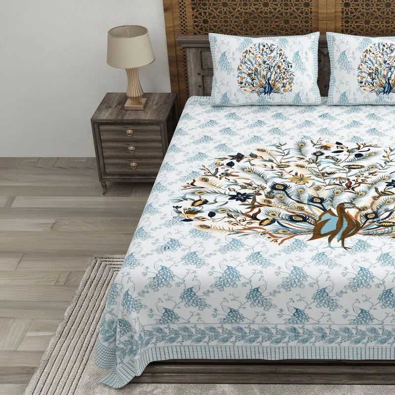 Classicra Cotton Bedsheet (Blue,Yellow,White) - 240 TC media 3