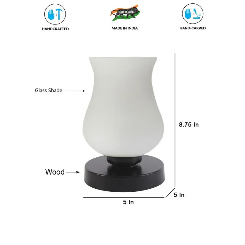 Astris Glass Wooden Table Lamp - White media 8