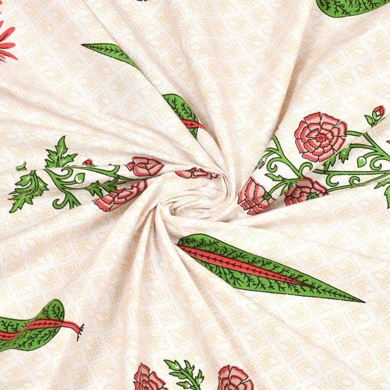 Devika Ethnic Printed Cotton Bedsheet (Pink) - 140 TC media 5