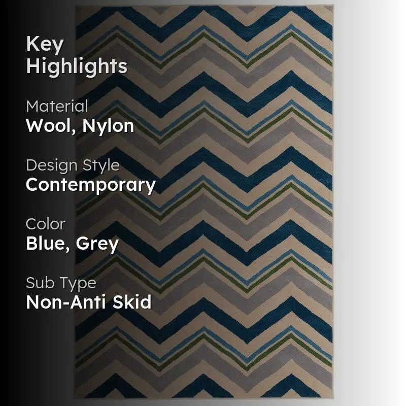 Peregrin Hand Tufted Geometric Wool & Nylon Carpet - Blue media 2
