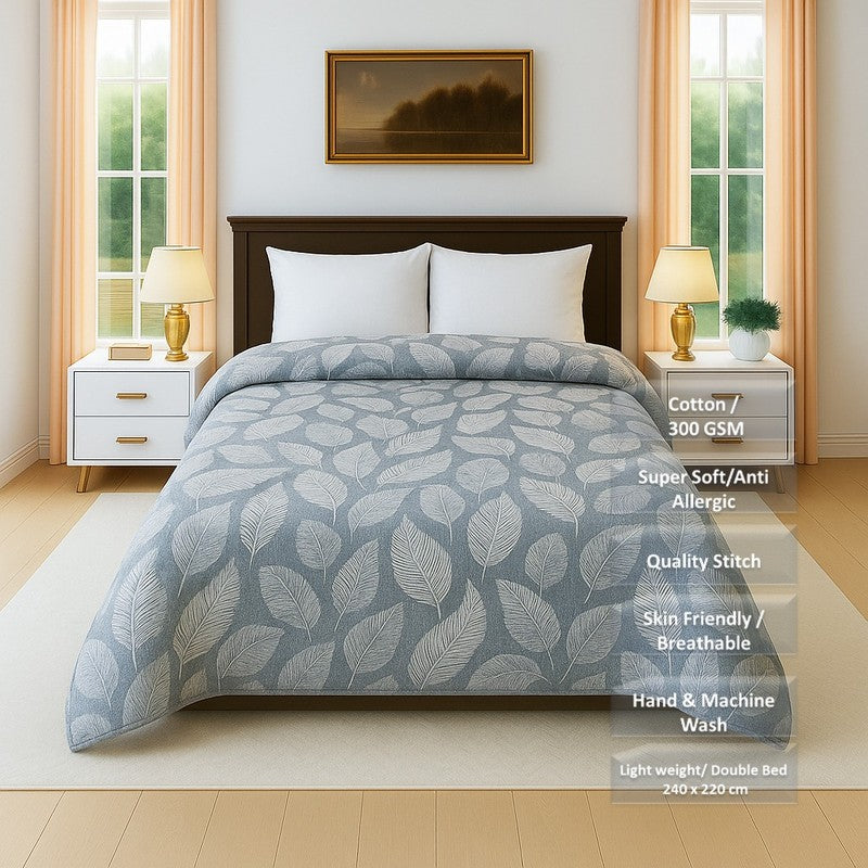 Cloudquilt Floral Cotton Comforter (Grey & Cream) - 300 GSM media 6